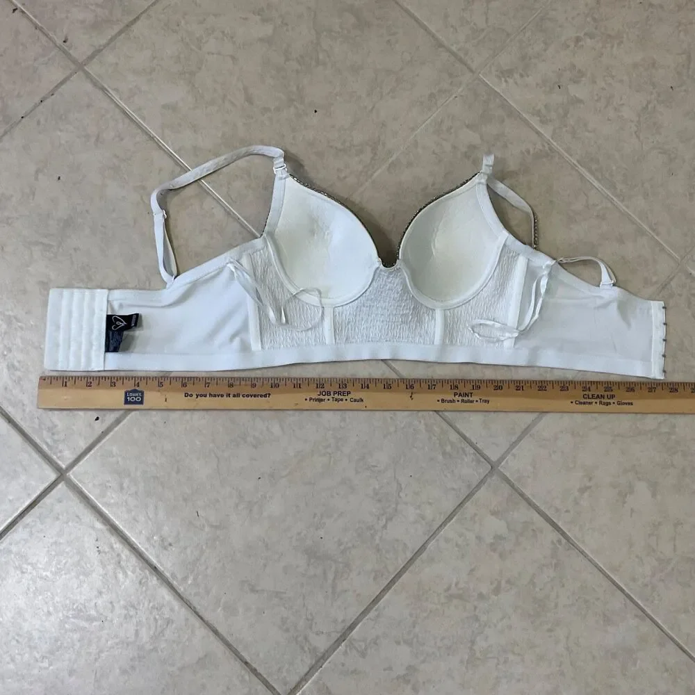 Windsor Women’s S Jeweled Rhinestone Embellished Bustier White Silver TLC *